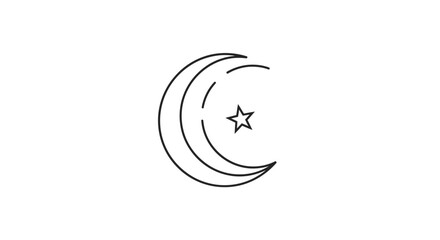 Fototapeta premium Crescent Moon and Star Icon: Islamic Symbol, Astronomy, Celestial Body