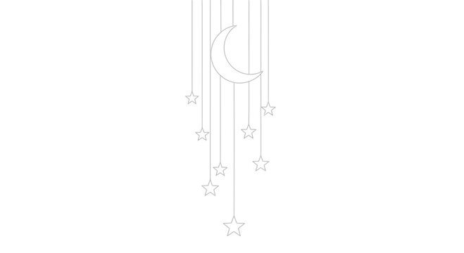 Minimalist Crescent Moon and Stars Mobile Hanging