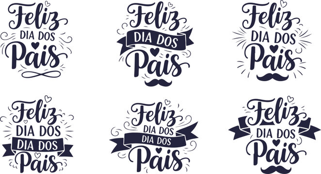 Feliz dia dos pais calligraphy designs happy father's day greetings