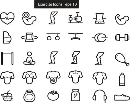 exersice icons sheet white backround ror web and print project