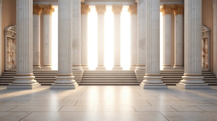 Fototapeta premium 3D illustration of classic marble stone columns forming a majestic colonnade.