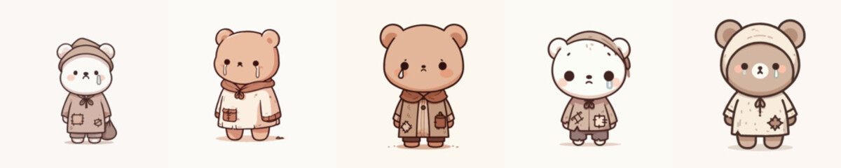 Fototapeta premium sad expression bear beggar vector