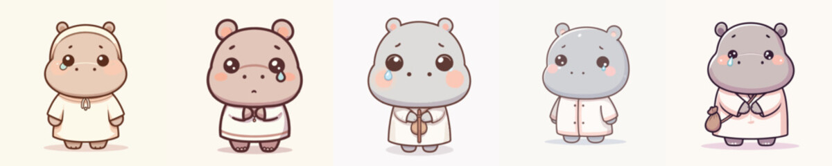 Fototapeta premium hippo beggar vector sad expression