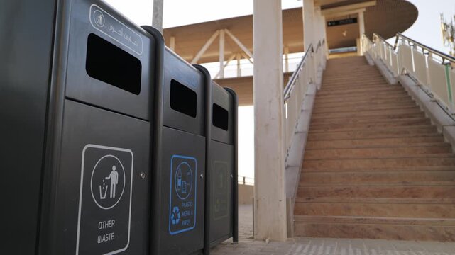 King Abdullah Station Pedestrian Bridge with Waste Bins