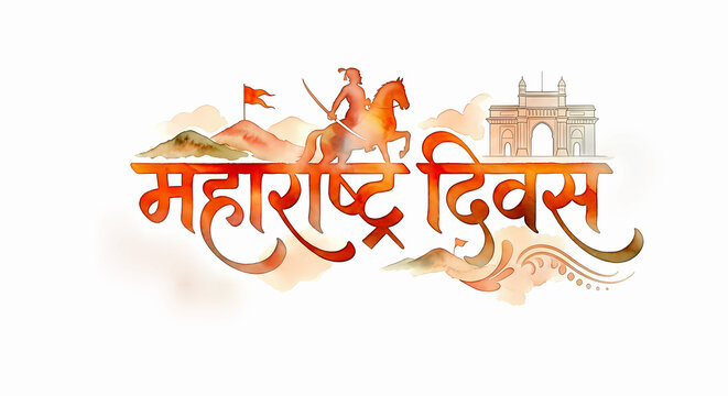 Concept for Maharashtra day, hindi typography logo design.