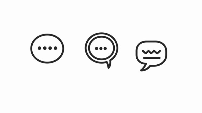 Monochrome graphic featuring three speech bubbles with different internal line designs