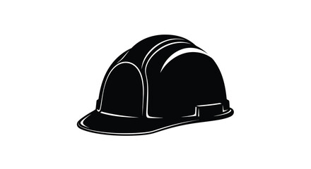 Fototapeta premium A stark black silhouette depicts a standard construction hard hat isolated on a plain white background high quality