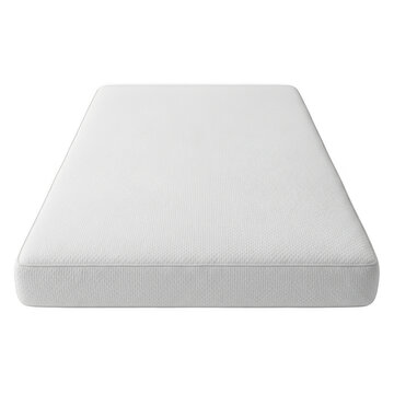 White quilted foam mattress topper for enhanced bed comfort isolated on transparent background
