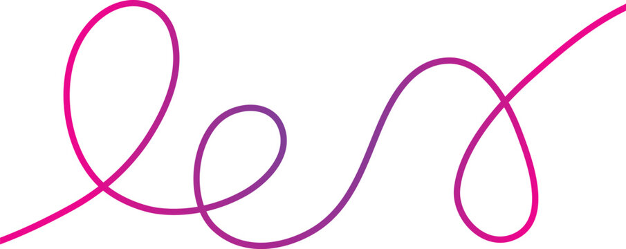 Colorful gradient pink and purple swirling lines design element isolated on transparent background for graphic resources and creative projects