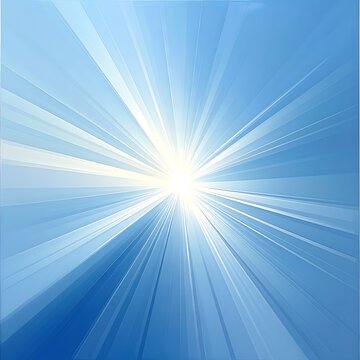 A bright white light radiates from the center against a blue background