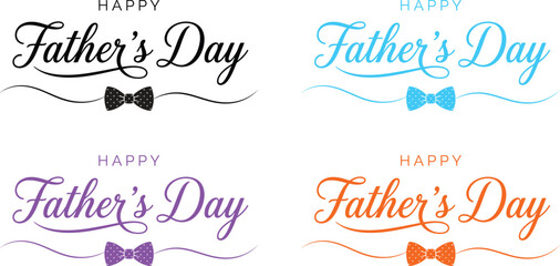 Hand-drawn "happy father's day" greeting with colorful ribbons black © BeeStock