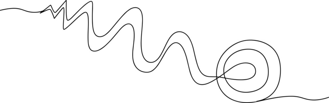 Abstract Wavy Line Art with Spiral End on White Background