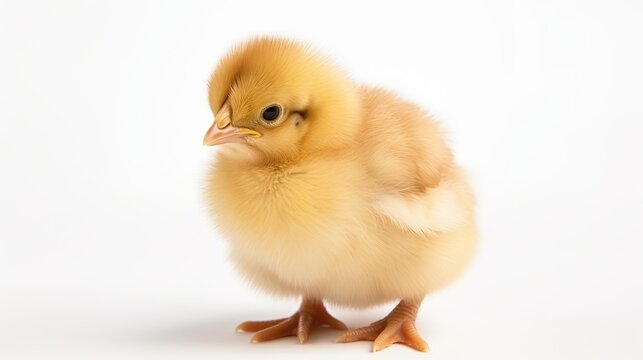 little chicken isolated on a white background-a delightful image radiating the innocence and charm of a fluffy farmyard friend