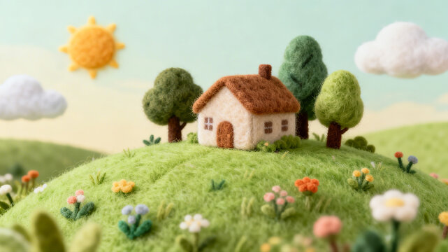 Felt hut pastoral scenery