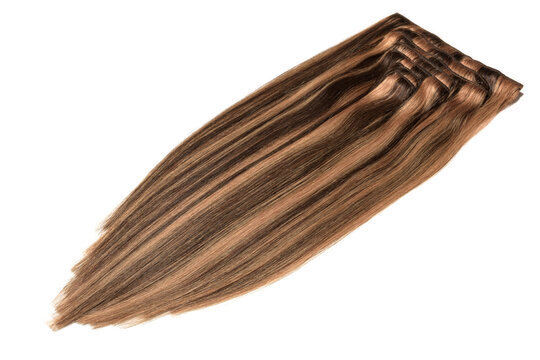 clip in straight black mix brown human hair extensions