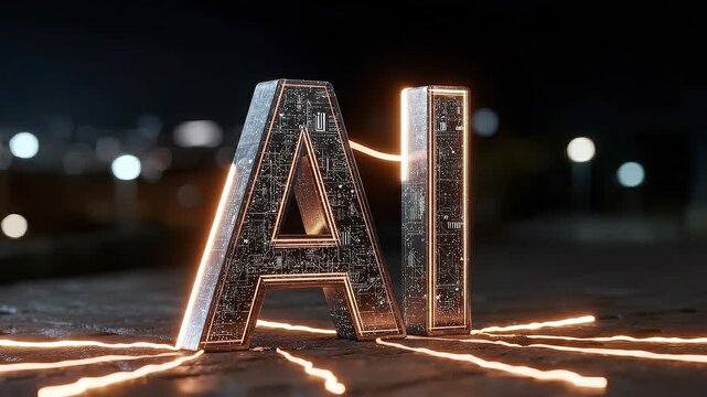 Seamless loop AI empowerment framework animation, glowing circuitry flow, corporate transformation concept.