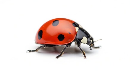 Fototapeta premium A detailed view of a ladybug on a solid surface