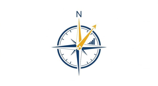A compass with a bar graph on its face pointing north