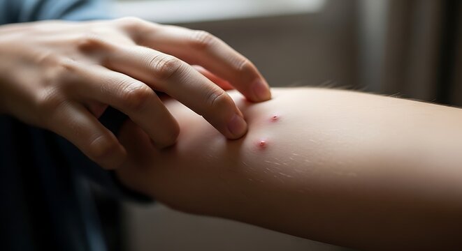 Person with bug bites on arm.