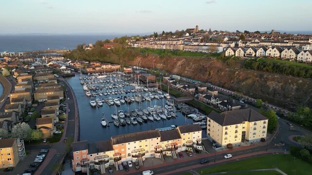 4K Aerial Drone Shot of Portway Marina, Penarth, Cardiff, Wales