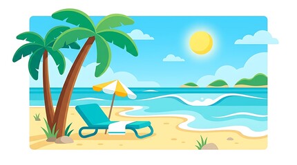 Obraz premium Summer beach holiday sunny tropical illustration