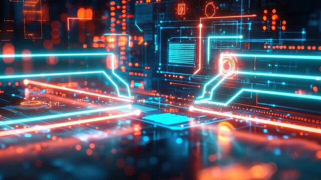 Seamless loop quantum optimization circuits animation, advanced algorithm systems for enterprise computing.
