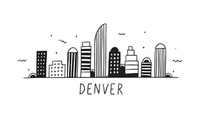 Fototapeta premium Vector illustration of Denver skyline, iconic architecture