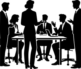 Fototapeta premium Bold Black Silhouette Business Meeting Team