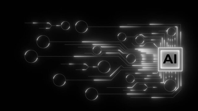 Artificial intelligence ai and machine learning concept. Abstract technology background in blue color 4k video...