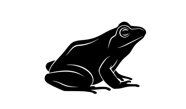 Frog silhouette side view sitting pose vector illustration of amphibian isolated on white background