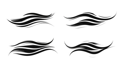 Fototapeta premium Four black wave-like designs on a white background, each with a different arrangement