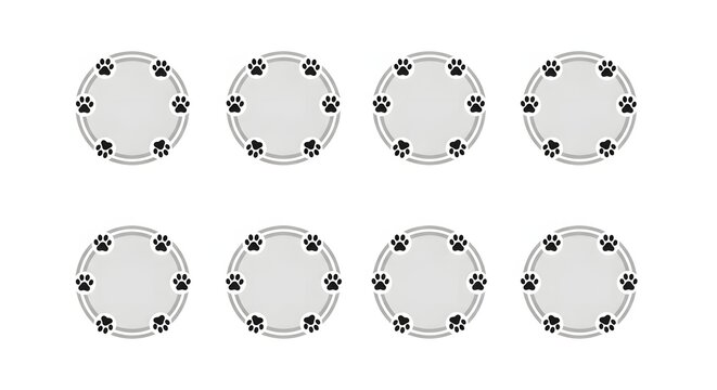 Circular paw loading icon set with dotted pet progress indicators