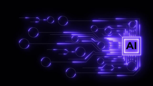 Artificial intelligence ai and machine learning concept. Abstract technology background in blue color 4k video...