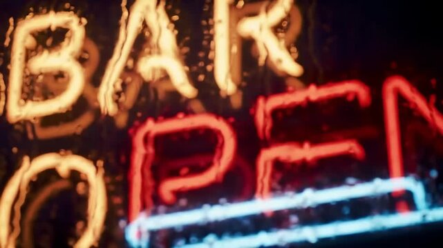 A neon sign reading 'BAR OPEN' in a dark setting, conveying a lively nightlife atmosphere.