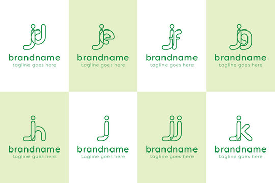 Letters JD JE JF JG JH JI JJ JK Monogram Line Logo