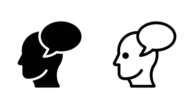 Head silhouette with speech bubble icon and smile positive communication concept silhouette communication dialogue thinking