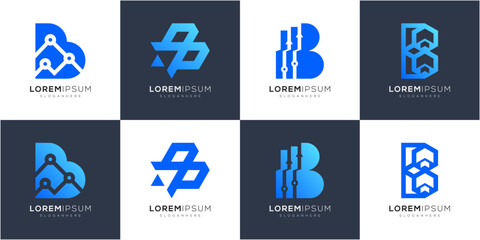 Letter B and Business Arrow Logo Collections. Financial Progress and and Growth Statistics Symbols. Geometric abstract vector icon gradient. © semoro