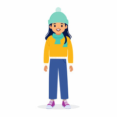 Obraz premium Young Girl in Winter Clothing