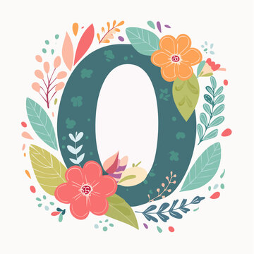 Floral Letter O Illustration