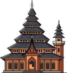 Obraz premium Large multi tiered Asian temple tower.