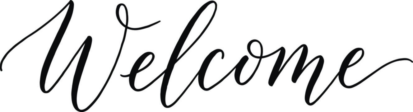 Elegant calligraphic vector illustration graphic design with the word welcome rendered in flowing script