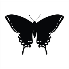 Butterfly black silhouette vector illustration top view isolated on white © PicNest