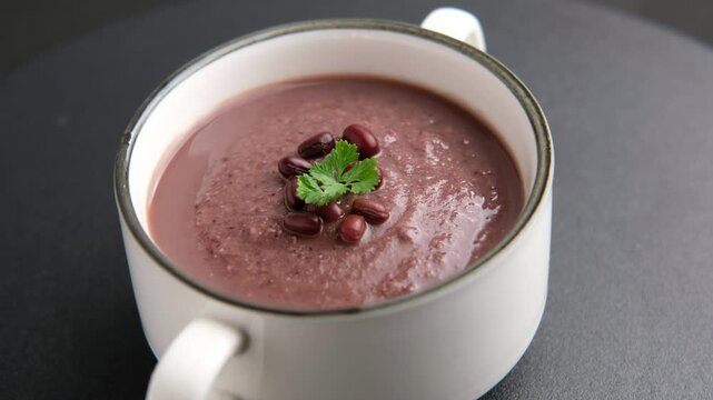 Azuki beans soup,Healthy red bean soup in white bowl,great source of nutrients and protein.