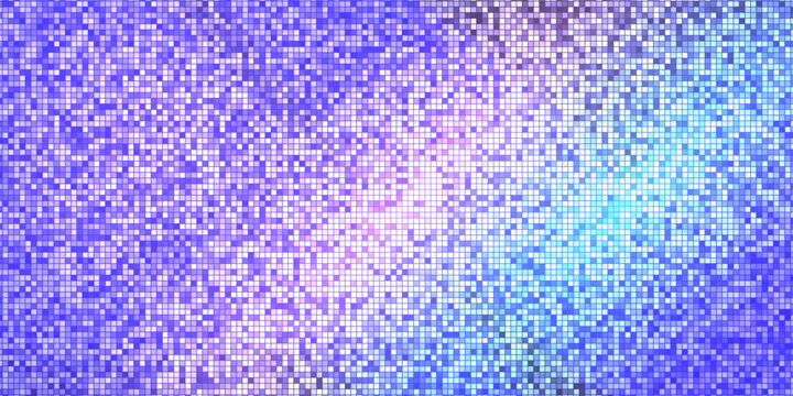 Pink purple disco party seamless pattern. Iridescent sequin mosaic texture background. Abstract shining halftone wallpaper. Pop up comic glitter sparkles backdrop. Retro vector design template