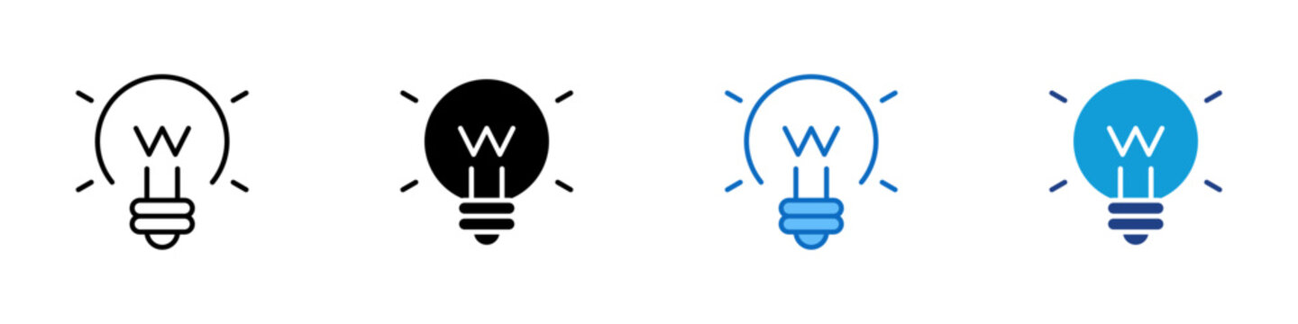 Idea Solution Multiple Style Icon Design Vector - Light bulb representing idea generation, problem solving, and creative thinking process