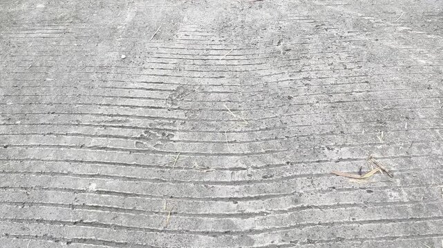 Top View of Grooved Concrete Road Surface Texture