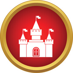 Fototapeta premium Castle icon representing fairytale kingdom history on red background