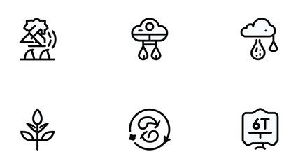 Fototapeta premium Environmental Icons: A collection of concise icons illustrating key environmental concepts, from water cycle to sustainable resources, ideal for representing themes of ecological awareness.