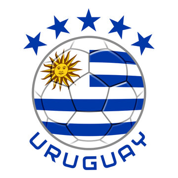 Uruguay Soccer Ball.  Football Concept. National Team Flag. PNG illustration isolated on transparent background.