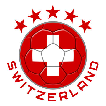 Switzerland Soccer Ball.  Football Concept. National Team Flag. PNG illustration isolated on transparent background.
